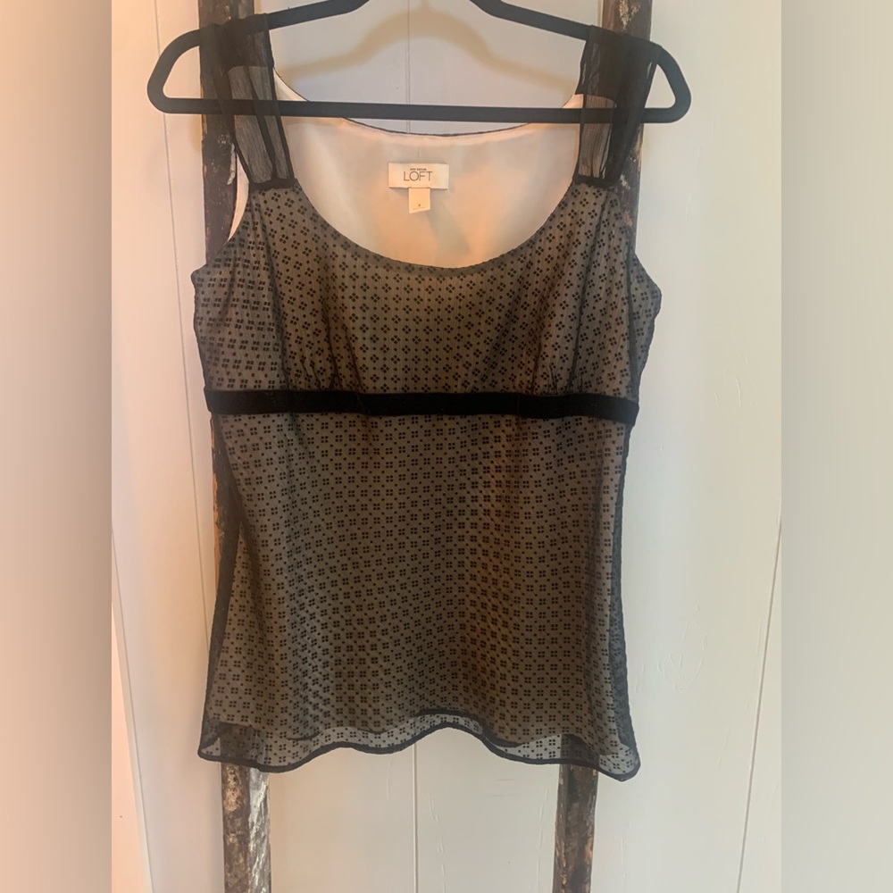 LOFT Black Sheer Patterned Camisole